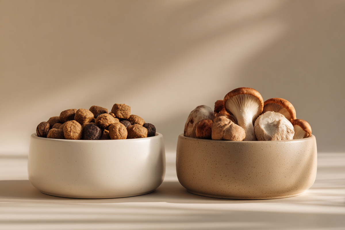 Pilzfutter vs. herkömmliches Hundefutter